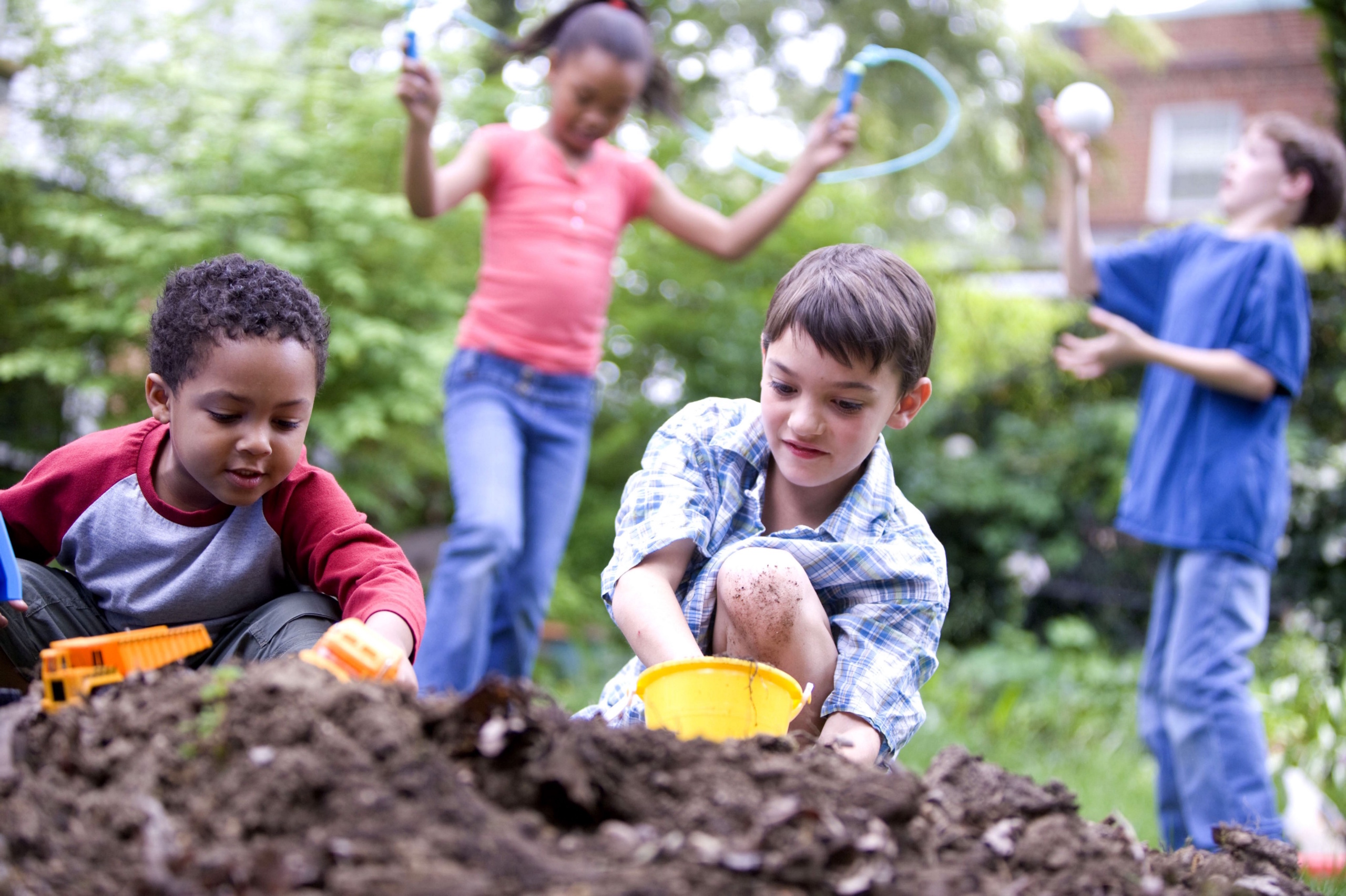 They playing in the garden