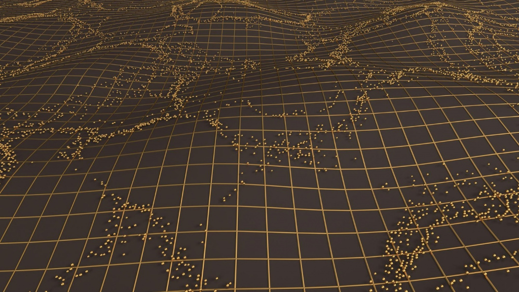 GIS geographic information system displaying a map of the world on a green grid.